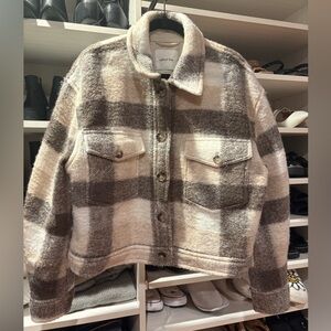 Aritzia Plaid Jacket in Cream and Gray